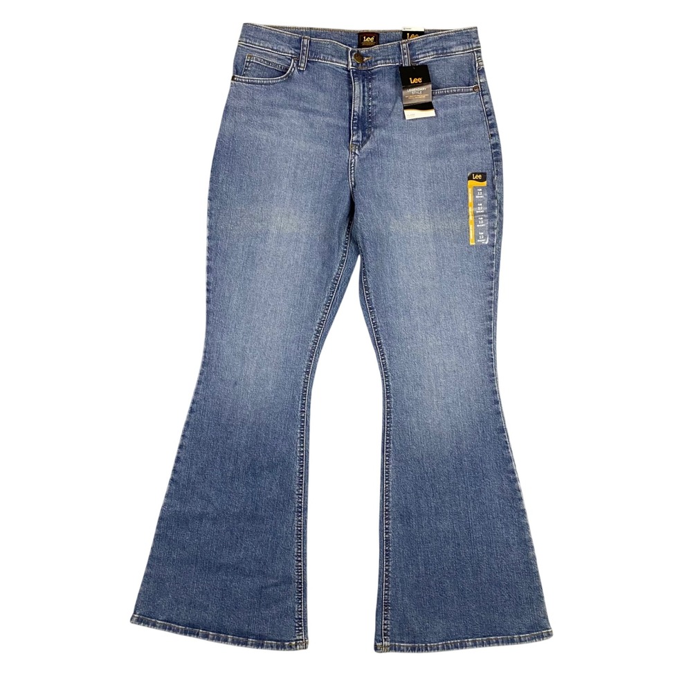 Lee Elevated Retro Mid‎ Rise Flare Jeans Womens Size 12 Short Blue Denim NWT